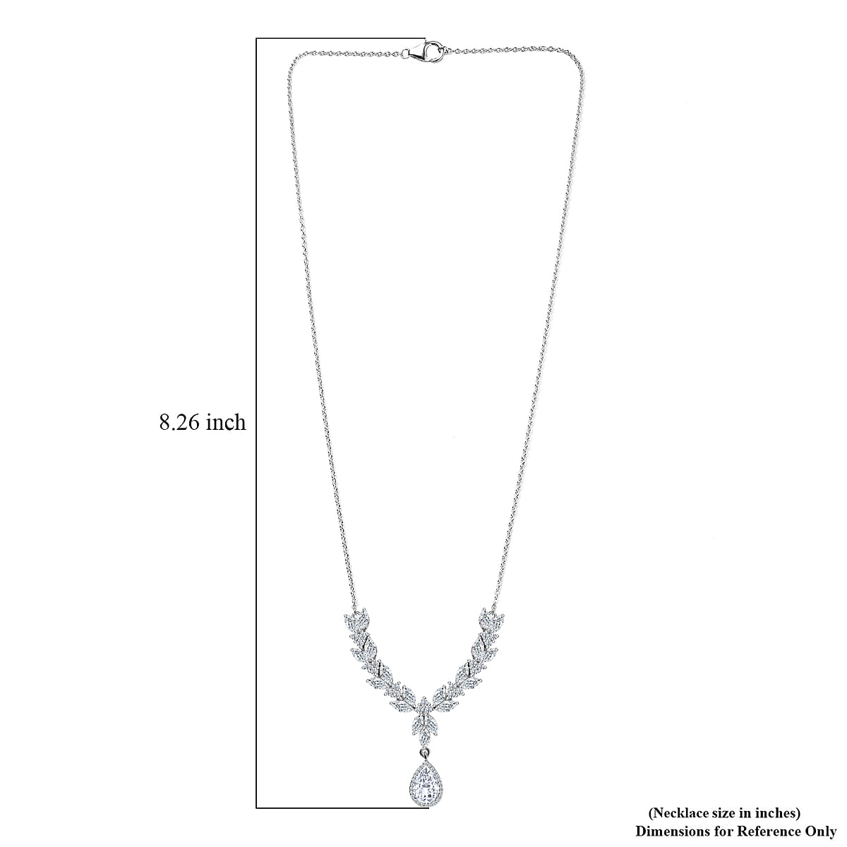 Moissanite Drop Necklace 18 Inches in Platinum Over Sterling Silver 7.25 ctw image number 5