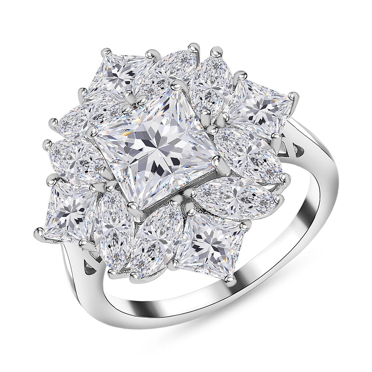 Moissanite Ring in Platinum Over Sterling Silver 5.15 ctw (Del. in 7-10 Days) image number 0