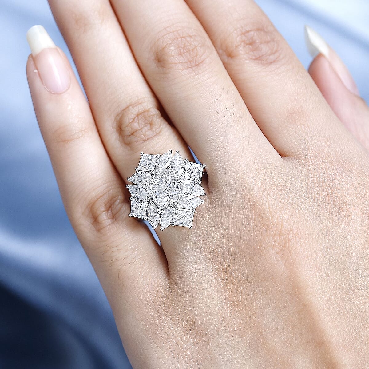 Moissanite Ring in Platinum Over Sterling Silver 5.15 ctw (Del. in 7-10 Days) image number 2