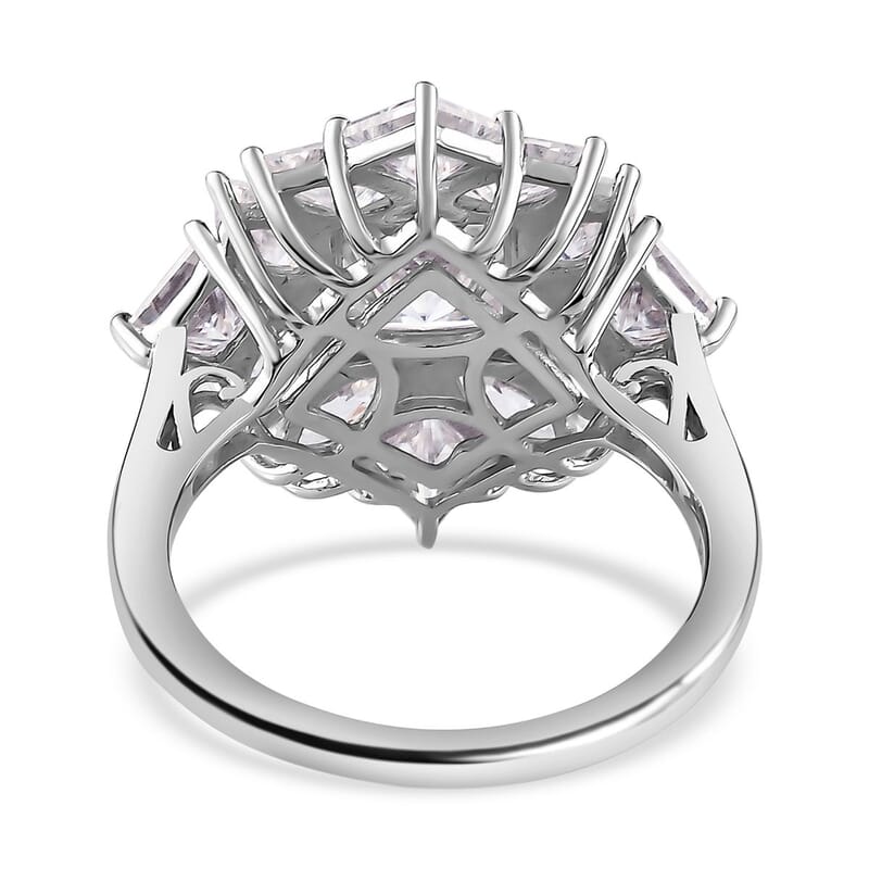 Moissanite Ring in Platinum Over Sterling Silver (Size 10.0) 5.15 ctw