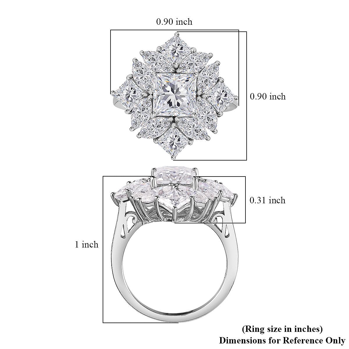 Moissanite Ring in Platinum Over Sterling Silver 5.15 ctw (Del. in 7-10 Days) image number 5