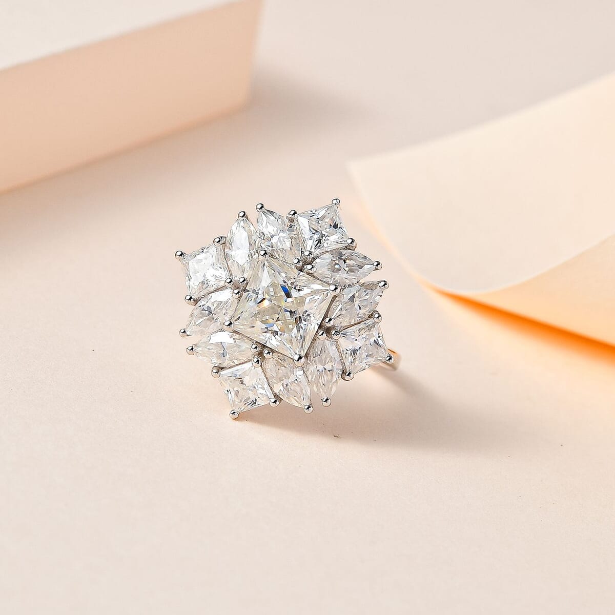 Moissanite Ring in Platinum Over Sterling Silver (Size 7.0) 5.15 ctw image number 1