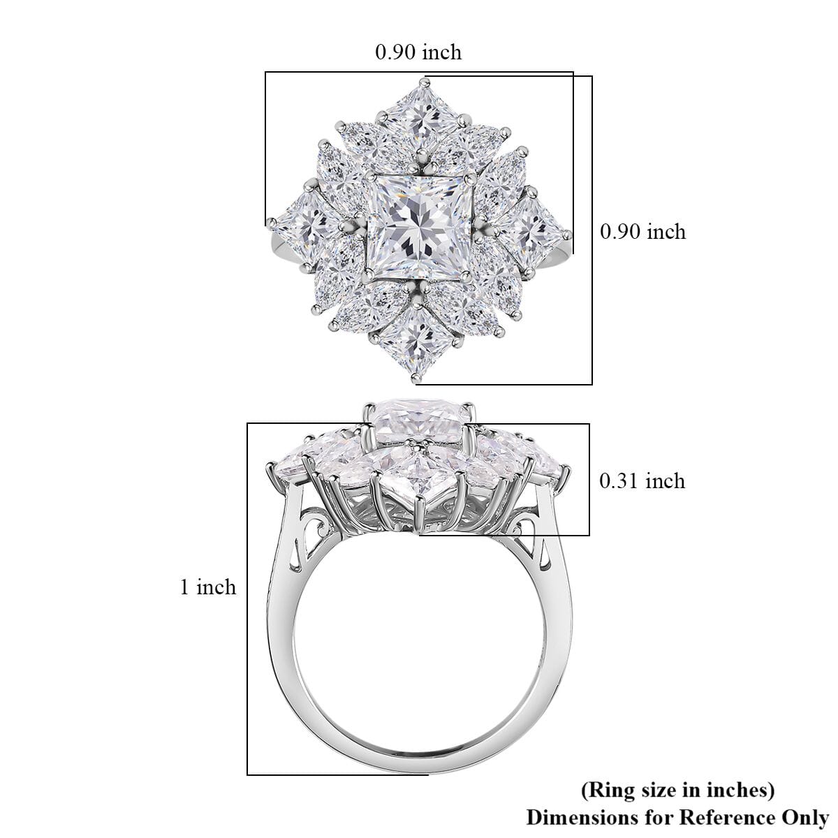 Moissanite Ring in Platinum Over Sterling Silver (Size 7.0) 5.15 ctw image number 5