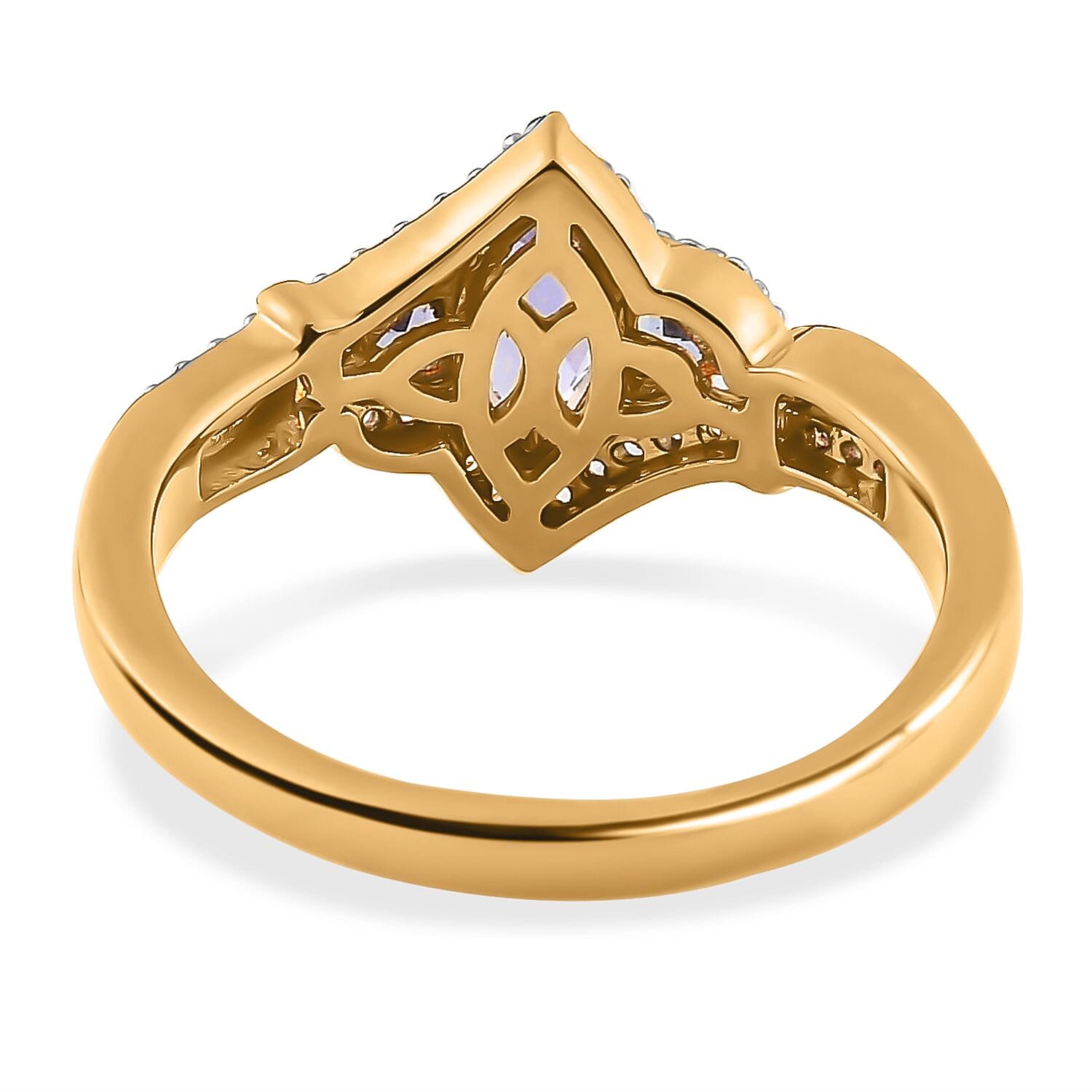 Tanzanite and White Zircon 1.00 ctw Ring in Vermeil YG Over Sterling Silver (Size 10.0)