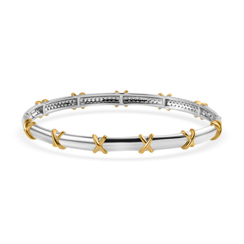 Moissanite Bangle Bracelet in Vermeil YG and Platinum Over Sterling Silver (7.50 In) 2.15 ctw