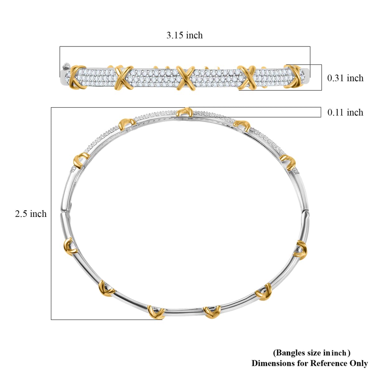 Moissanite Bangle Bracelet in Vermeil YG and Platinum Over Sterling Silver (7.50 In) 2.15 ctw image number 4