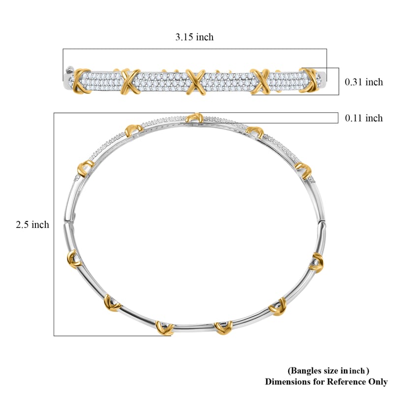 Moissanite Bangle Bracelet in Vermeil YG and Platinum Over Sterling Silver (7.50 In) 2.15 ctw