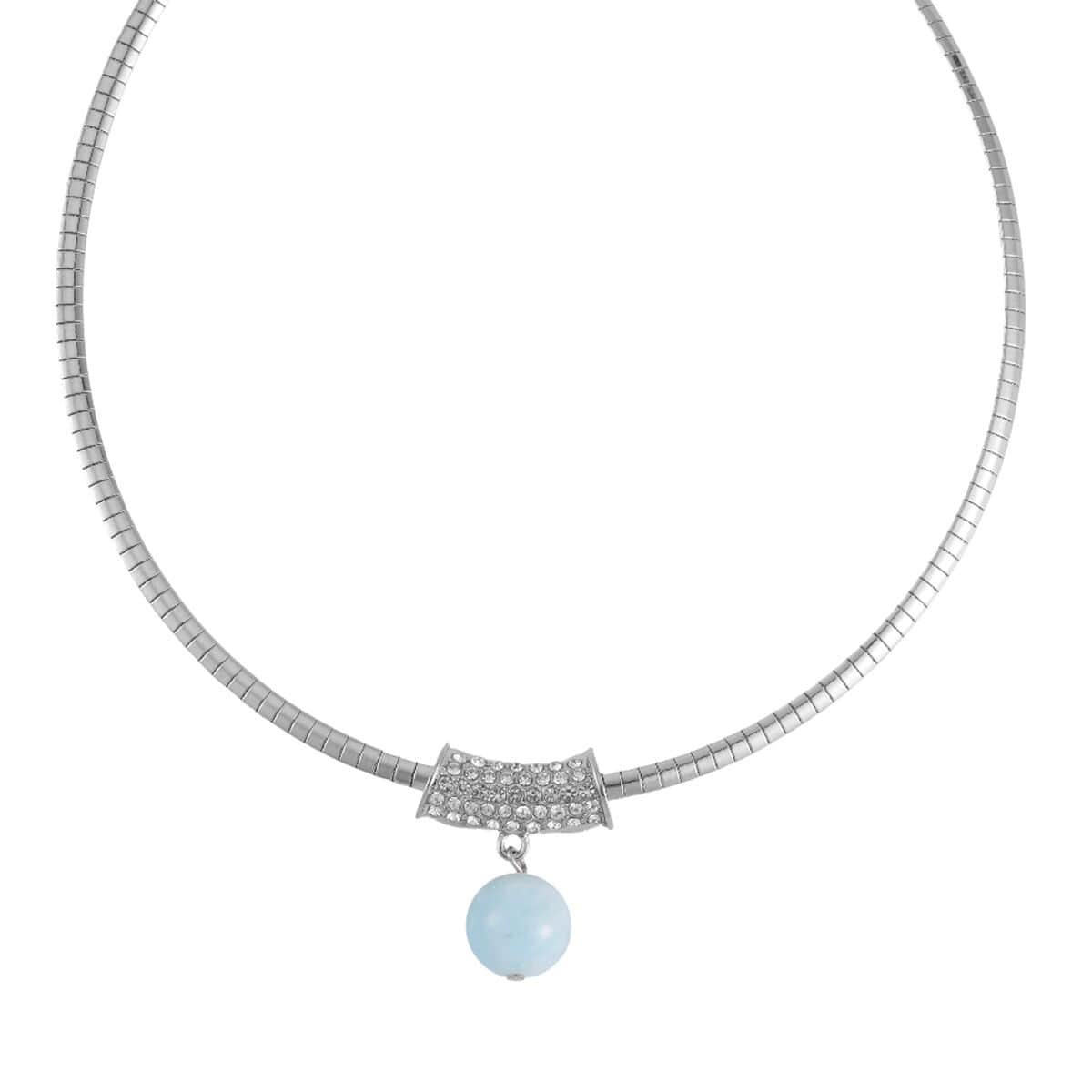 Aquamarine and Austrian Crystal Necklace 18-20 Inches in Silvertone 15.95 ctw image number 0