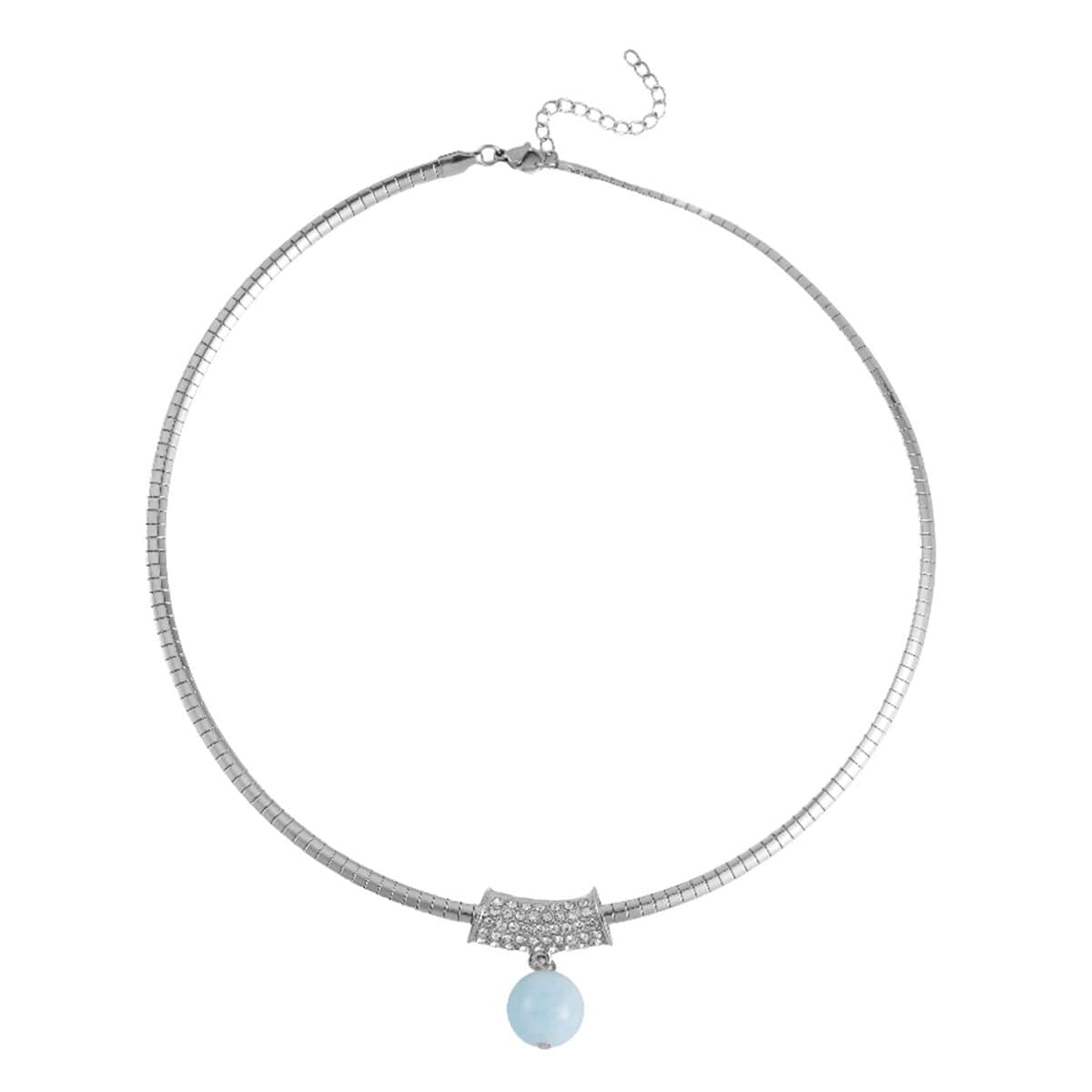 Aquamarine and Austrian Crystal Necklace 18-20 Inches in Silvertone 15.95 ctw image number 2