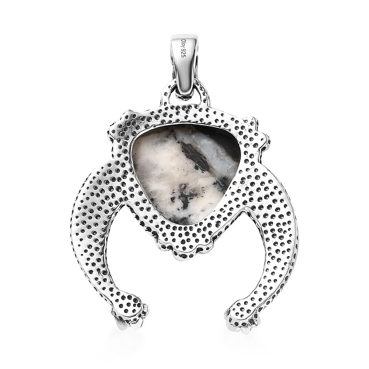 Artisan Crafted White Buffalo Squash Blossom Pendant in Sterling Silver 17.50 ctw