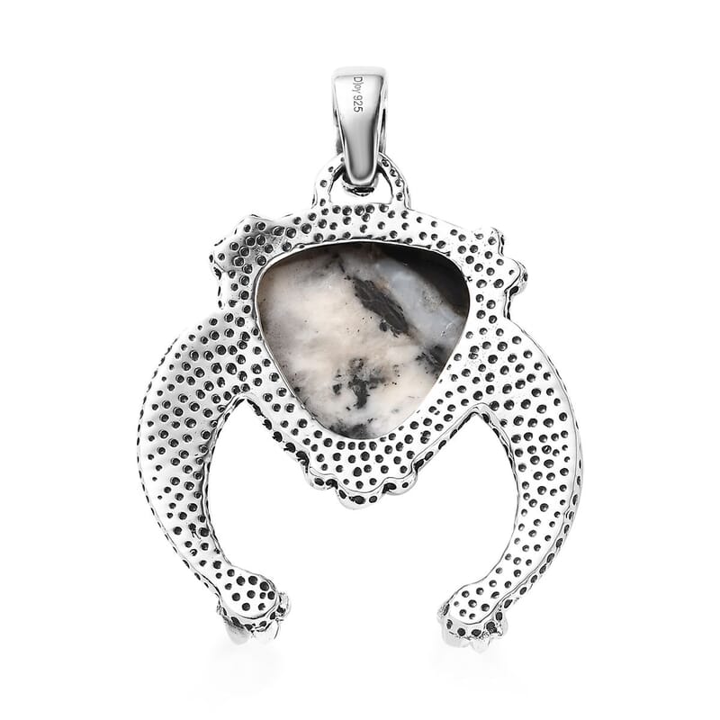 Artisan Crafted White Buffalo Squash Blossom Pendant in Sterling Silver 17.50 ctw
