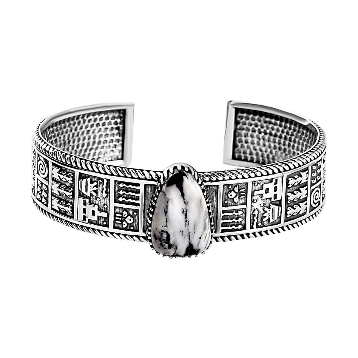 Artisan Crafted White Buffalo Cuff Bracelet in Sterling Silver (7.25 In) 16.00 ctw image number 0