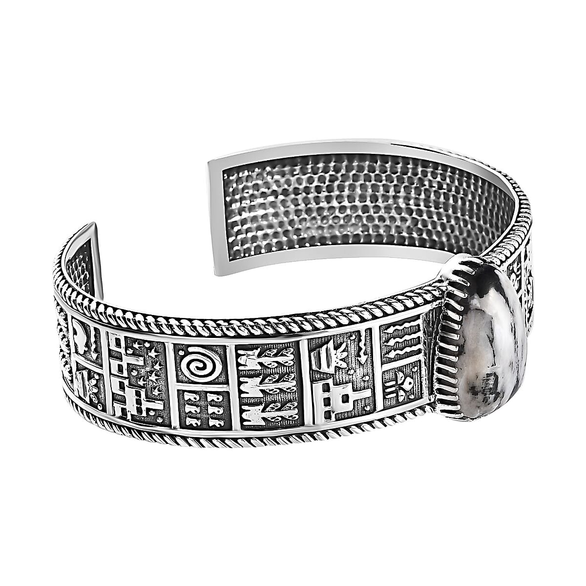 Artisan Crafted White Buffalo Cuff Bracelet in Sterling Silver (7.25 In) 16.00 ctw image number 3