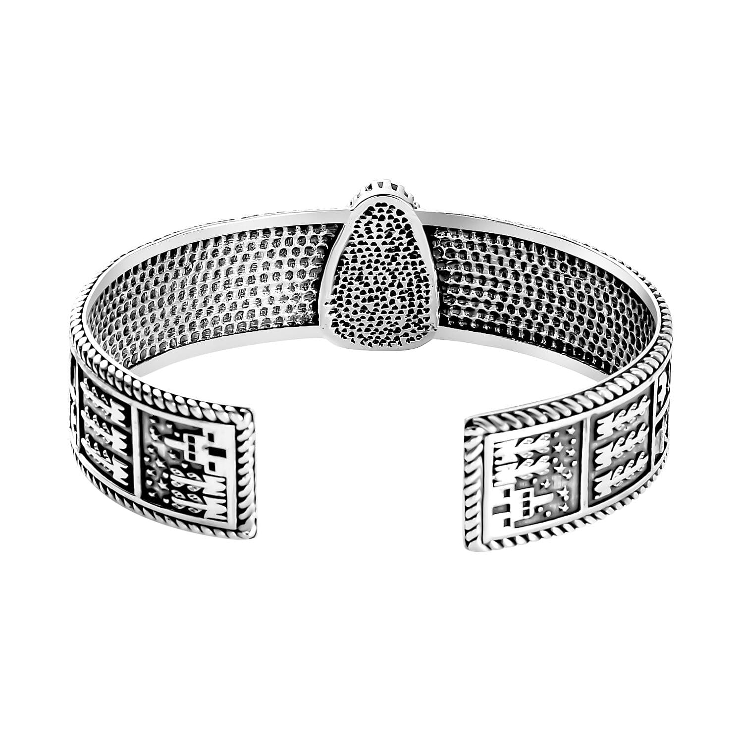 Artisan Crafted White Buffalo Cuff Bracelet in Sterling Silver (7.25 In) 16.00 ctw
