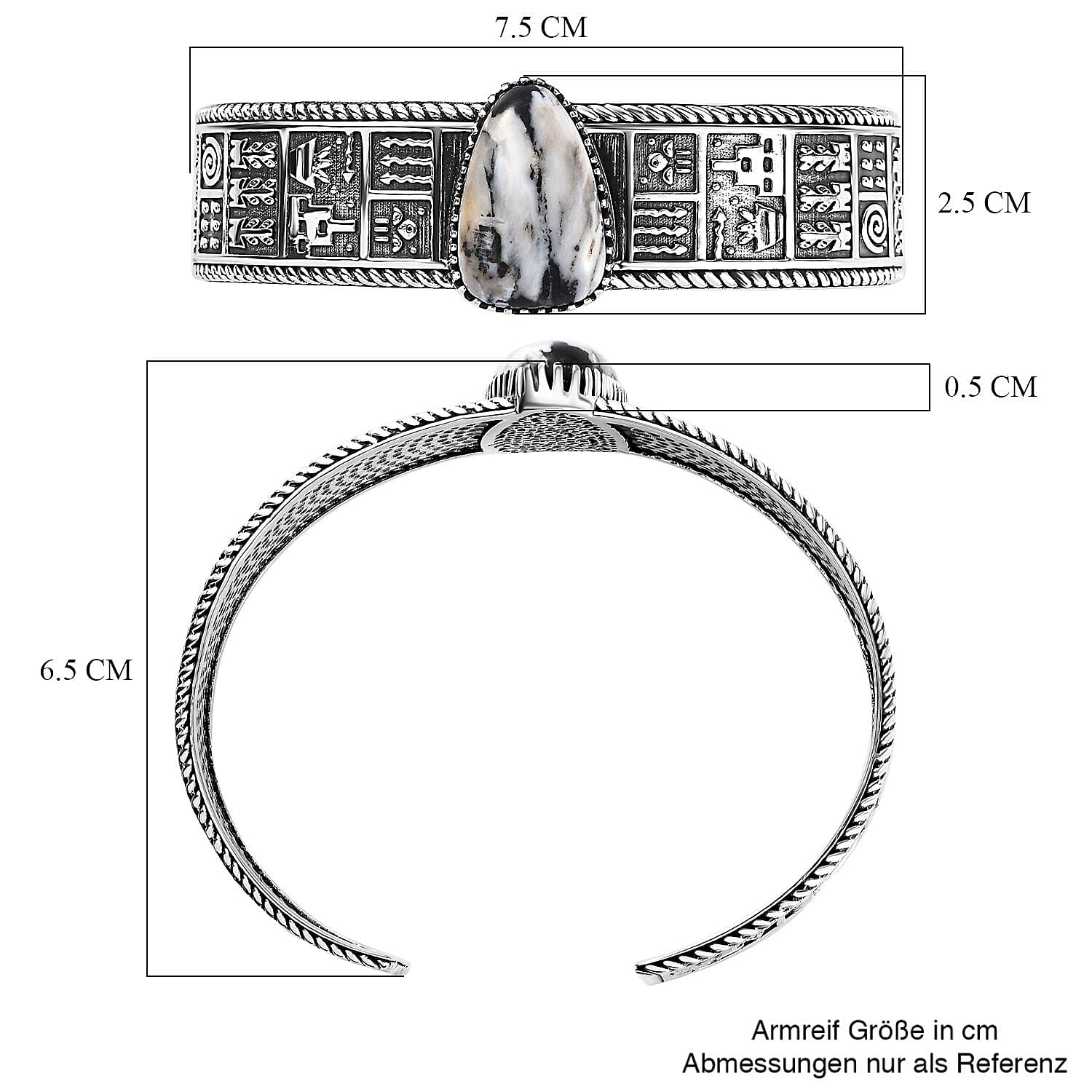 Artisan Crafted White Buffalo Cuff Bracelet in Sterling Silver (7.25 In) 16.00 ctw