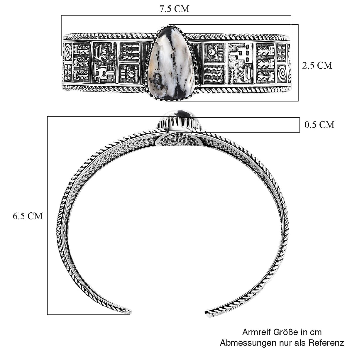 Artisan Crafted White Buffalo Cuff Bracelet in Sterling Silver (7.25 In) 16.00 ctw image number 5