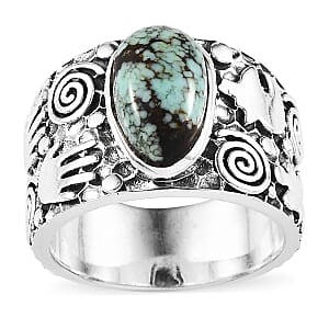 D'Joy Artisan Crafted Blue Moon Turquoise Solitaire Ring in Sterling Silver (Size 11.0) 2.80 ctw