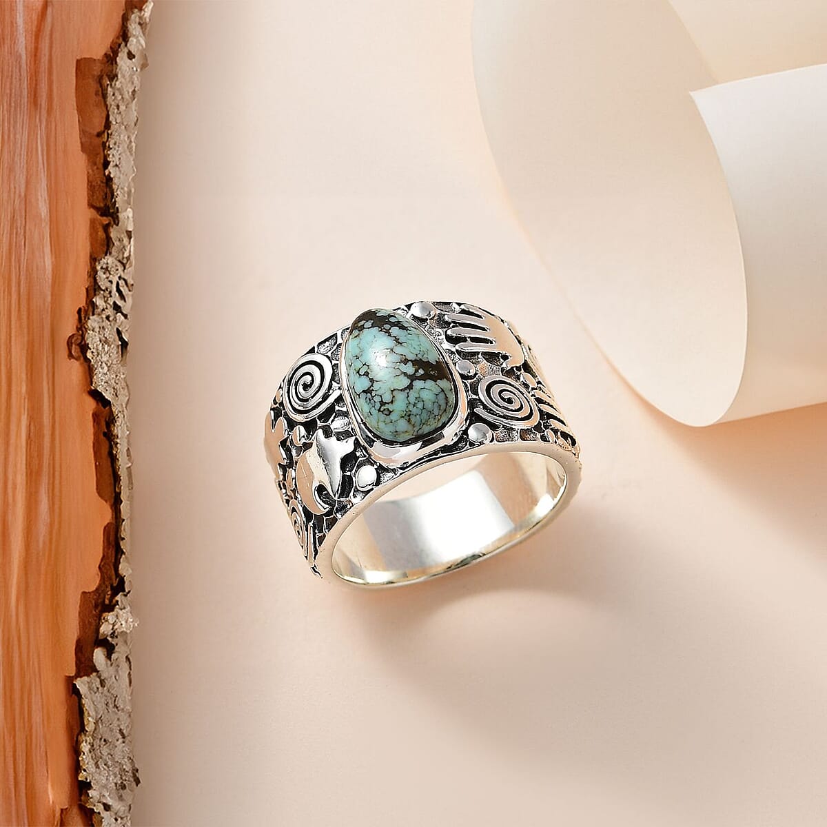 D'Joy Artisan Crafted Blue Moon Turquoise Solitaire Ring in Sterling Silver (Size 11.0) 2.80 ctw image number 1
