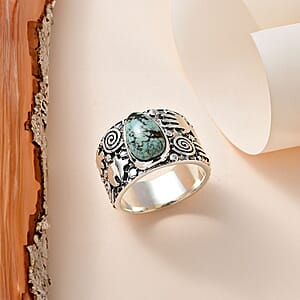 D'Joy Artisan Crafted Blue Moon Turquoise Solitaire Ring in Sterling Silver (Size 11.0) 2.80 ctw