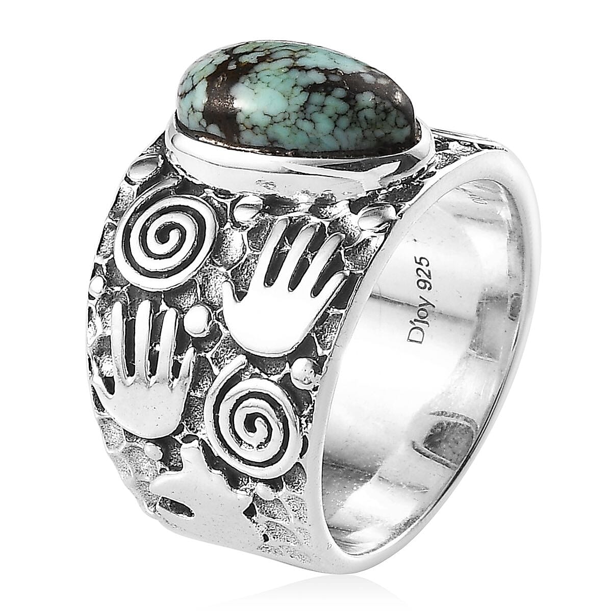 D'Joy Artisan Crafted Blue Moon Turquoise Solitaire Ring in Sterling Silver (Size 11.0) 2.80 ctw image number 3
