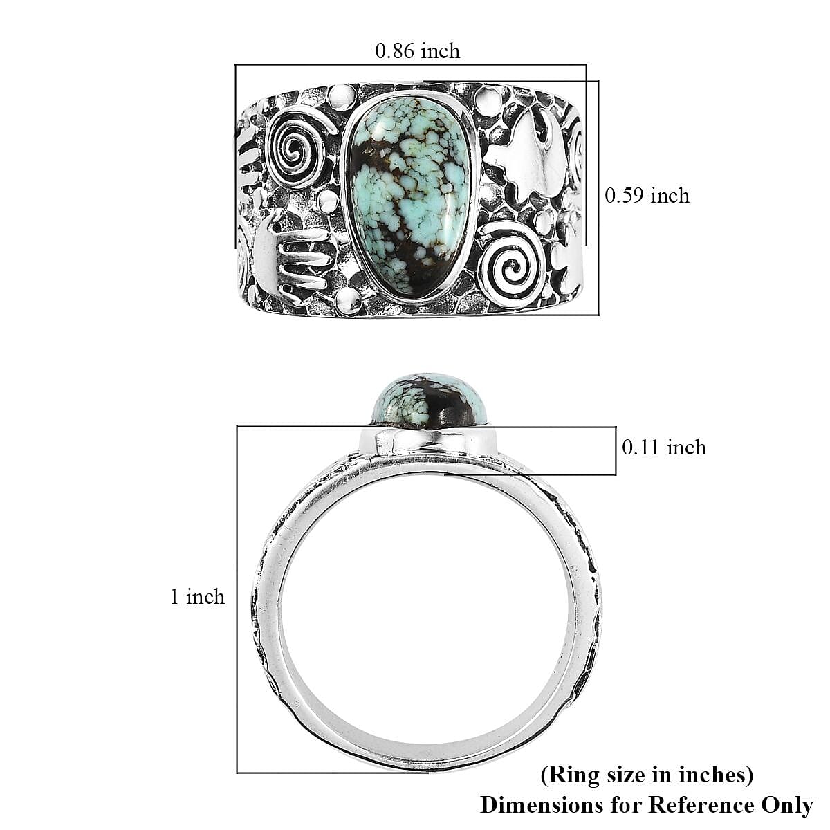 D'Joy Artisan Crafted Blue Moon Turquoise Solitaire Ring in Sterling Silver (Size 11.0) 2.80 ctw image number 5