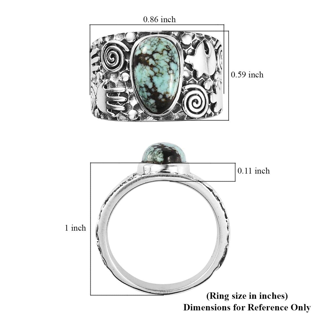 Artisan Crafted Blue Moon Turquoise Solitaire Ring in Sterling Silver (Size 7) 2.80 ctw image number 5