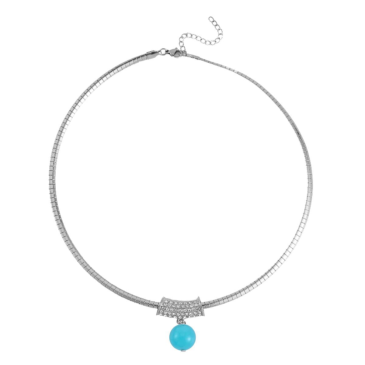 Amazonite and Austrian Crystal Necklace 18-20 Inches in Silvertone 12.90 ctw image number 2