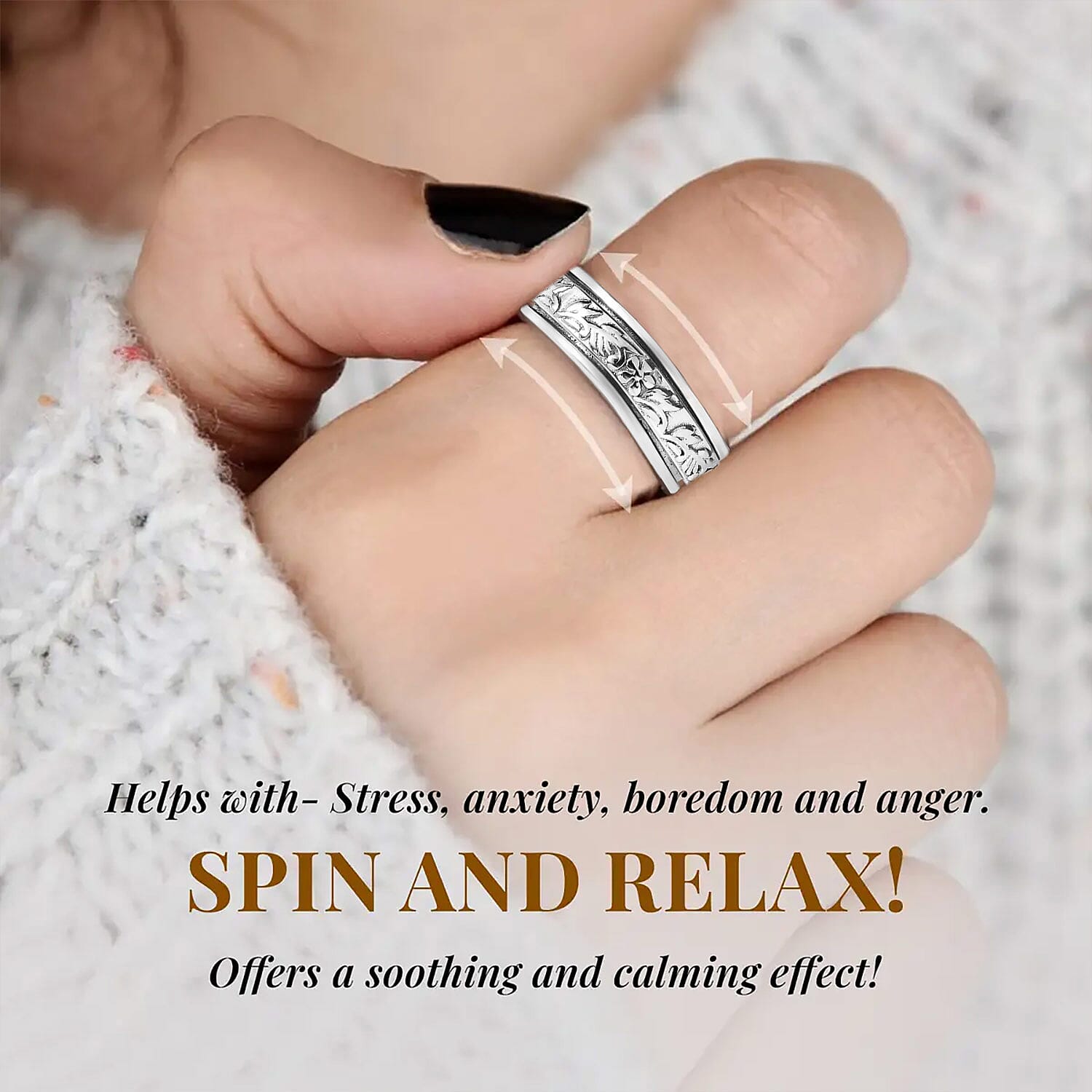 Sterling Silver Spinner Ring (Size 11.0) 4.60 Grams