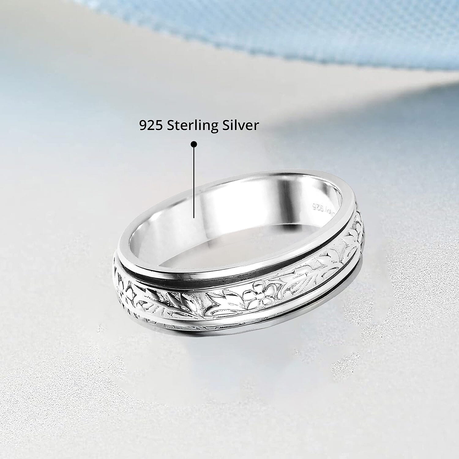 Sterling Silver Spinner Ring (Size 11.0) 4.60 Grams