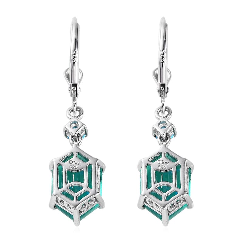 Peacock Quartz (Triplet) and Malgache Neon Apatite Lever Back Earrings in Platinum Over Sterling Silver 9.50 ctw