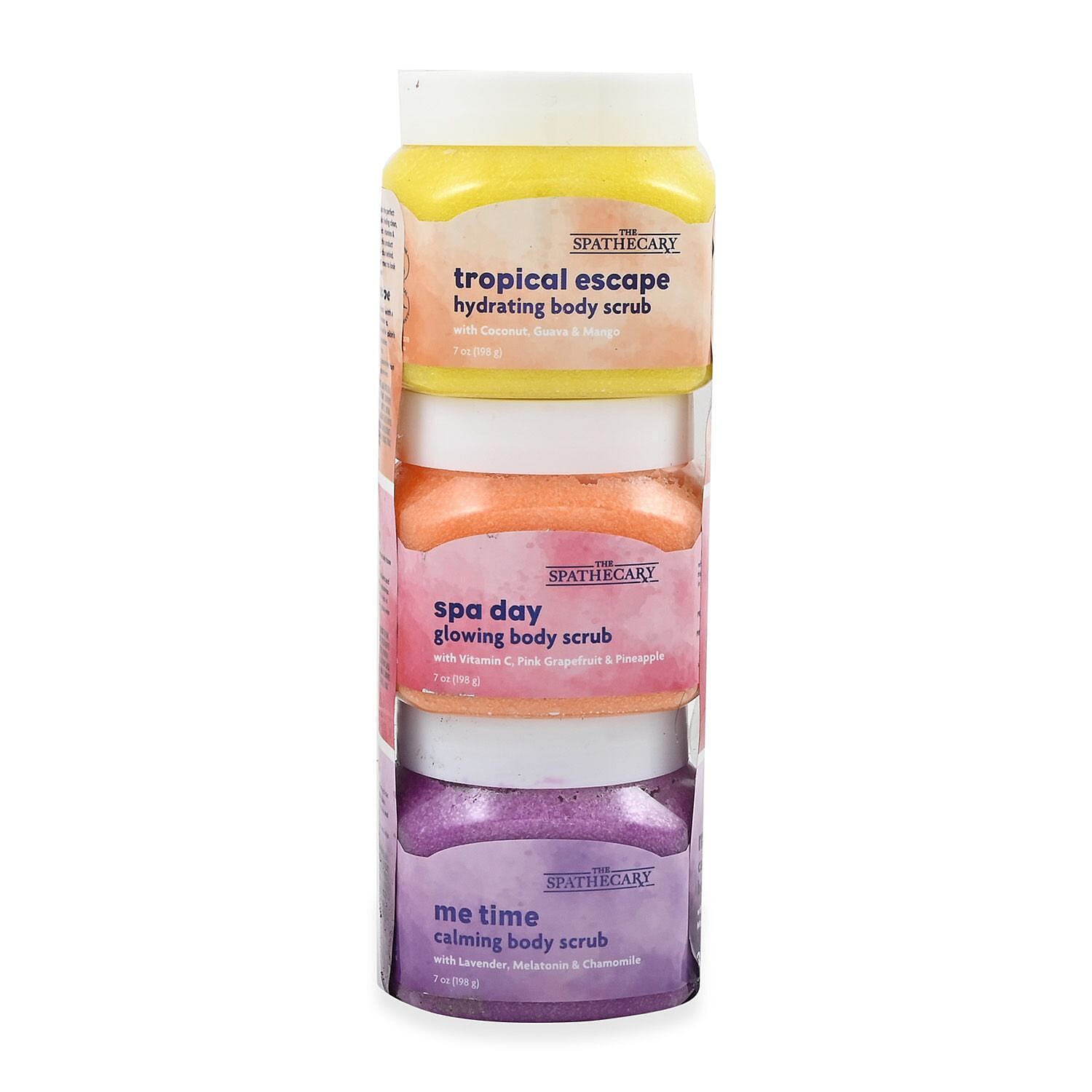 Spascriptions Spathecary 3-Pack Exfoliating Body Scrub Set - Tropical Escape, Spa Day & Me Time, Best Body Scrub Set of 3, Body Exfoliator