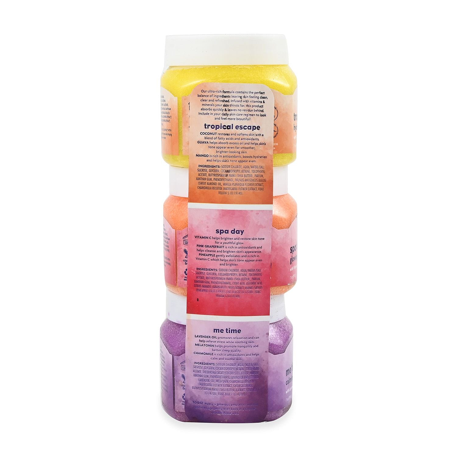 Spascriptions Spathecary 3-Pack Exfoliating Body Scrub Set - Tropical Escape, Spa Day & Me Time, Best Body Scrub Set of 3, Body Exfoliator