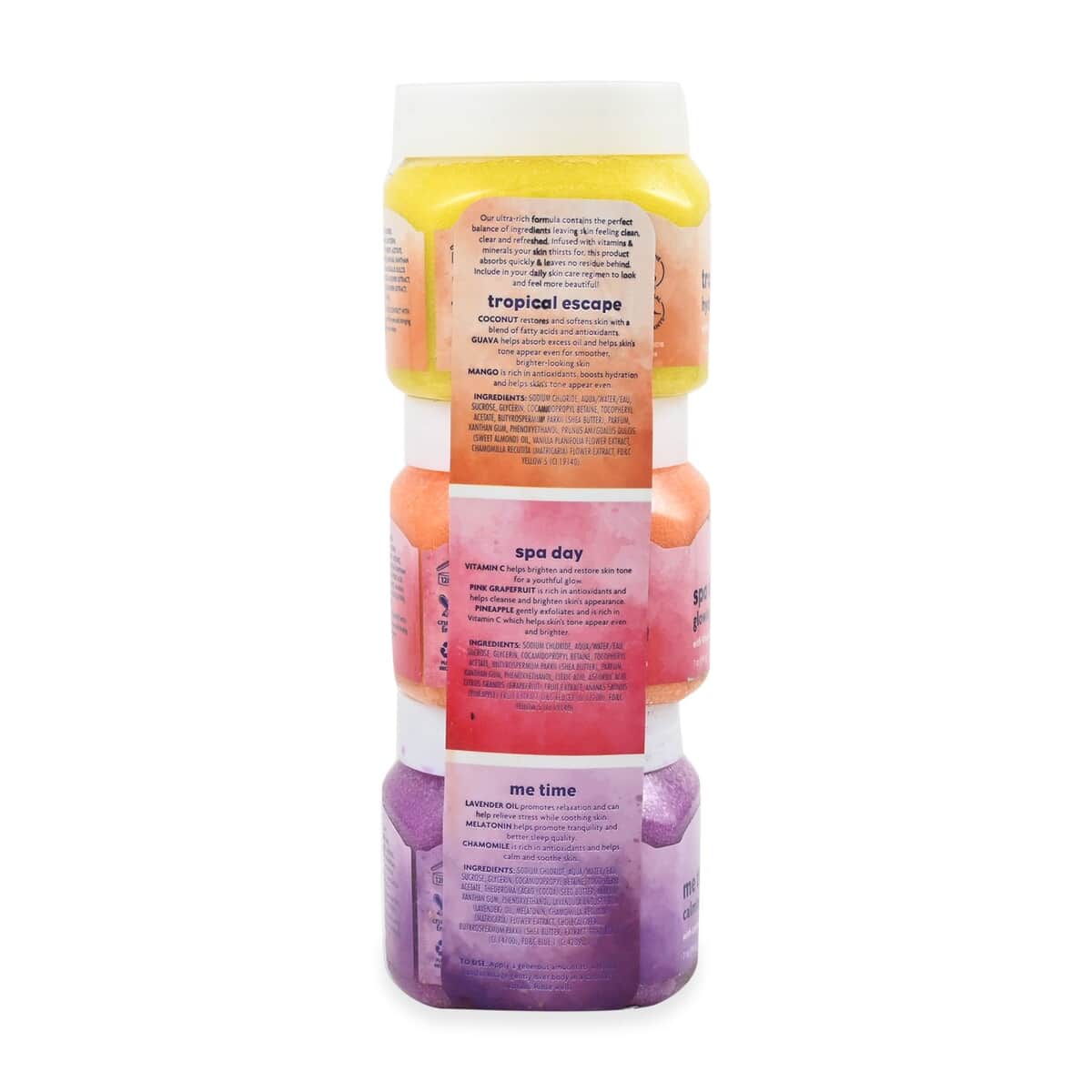 Spascriptions Spathecary 3-Pack Exfoliating Body Scrub Set - Tropical Escape, Spa Day & Me Time image number 2