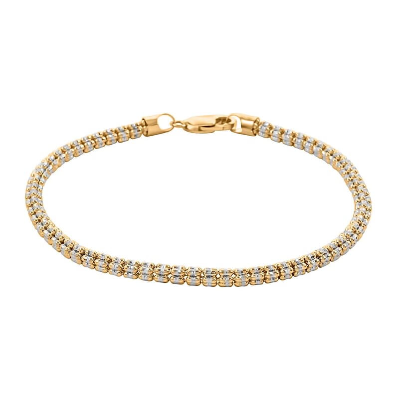10K Yellow and White Gold 4.5mm Ice Chain Bracelet (8.00 In) 10.6 Grams