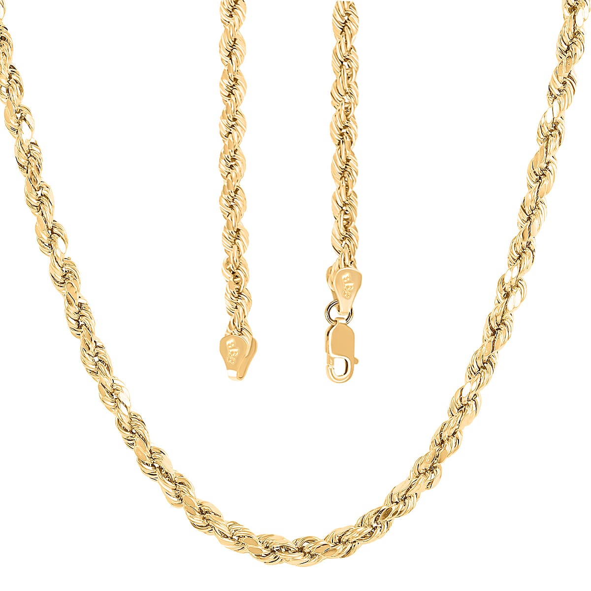 10K Yellow Gold 5.5mm Rope Chain Necklace 20 Inches 12.10 Grams image number 4