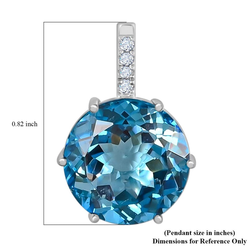 Certified and Appraised Luxoro 10K White Gold AAA London Blue Topaz and I2 Diamond Pendant 8.35 ctw