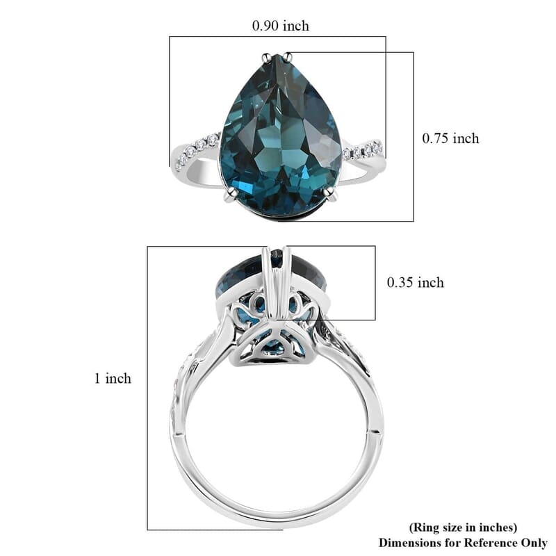 Certified and Appraised Luxoro 10K White Gold AAA London Blue Topaz and I2 Diamond Ring (Size 10.0) 10.85 ctw