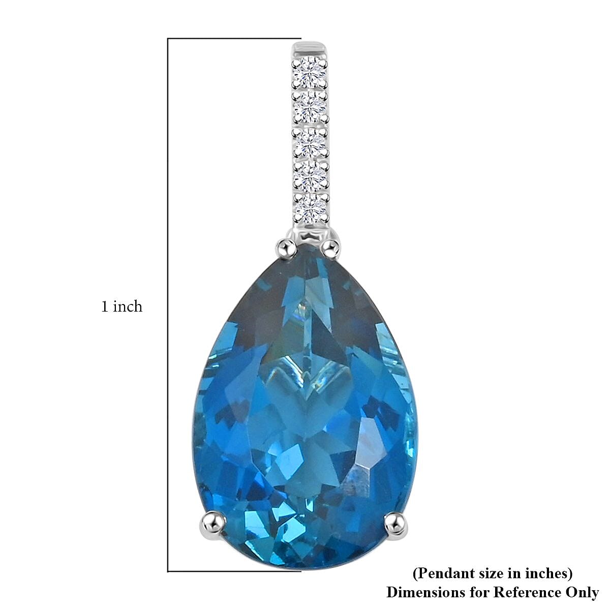 Certified and Appraised Luxoro 10K White Gold AAA London Blue Topaz and I2 Diamond Pendant without Chain 7.25 ctw