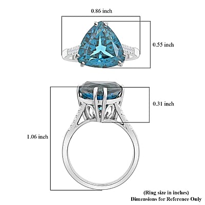 Certified and Appraised Luxoro 10K White Gold AAA London Blue Topaz and I2 Diamond Ring (Size 6.0) 6.00 ctw