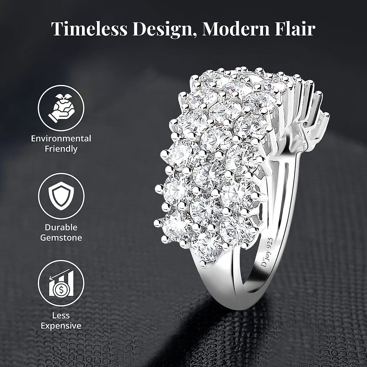 Doorbuster Moissanite Band Ring in Platinum Over Sterling Silver (Size 10.0) 3.25 ctw image number 3