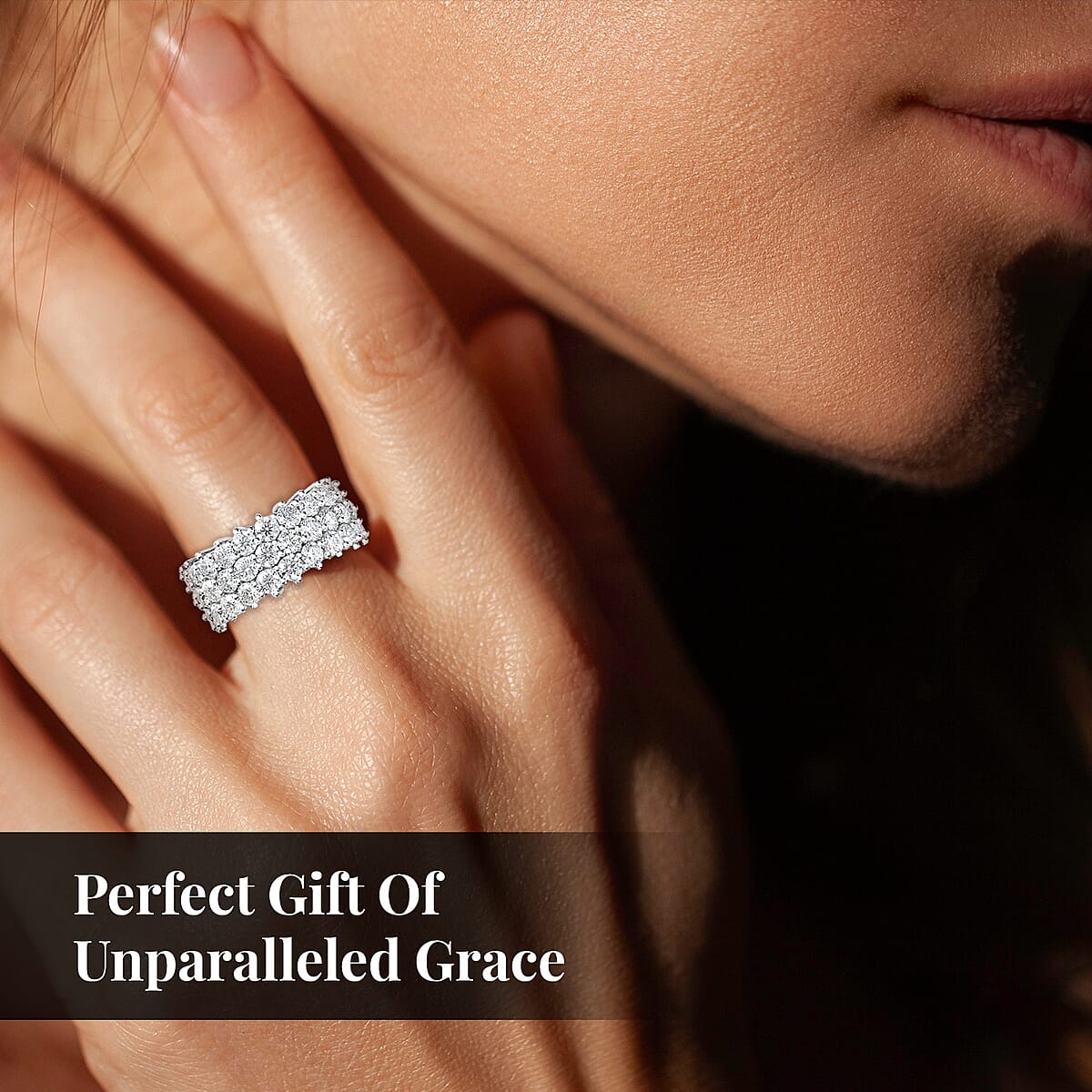 Doorbuster Moissanite Band Ring in Platinum Over Sterling Silver (Size 10.0) 3.25 ctw image number 6