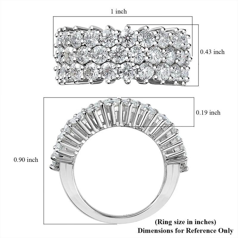 Moissanite Band Ring in Platinum Over Sterling Silver (Size 10.0) 3.25 ctw
