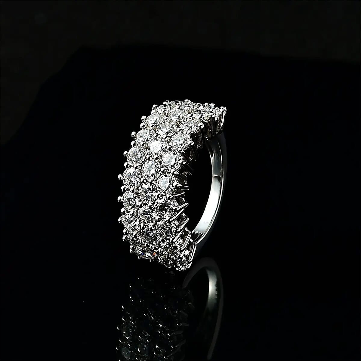 Moissanite Band Ring in Platinum Over Sterling Silver (Size 5.0) 3.25 ctw image number 1