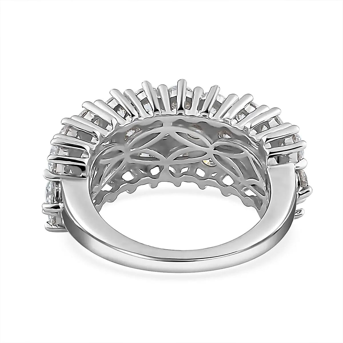 Moissanite Band Ring in Platinum Over Sterling Silver (Size 5.0) 3.25 ctw image number 9