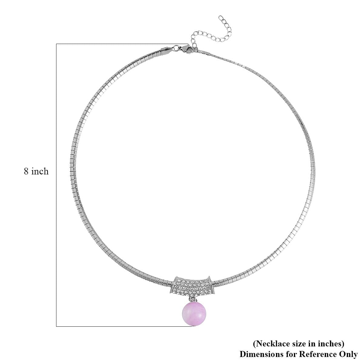 Kunzite and Austrian Crystal Necklace 18-20 Inches in Silvertone 26.65 ctw image number 4