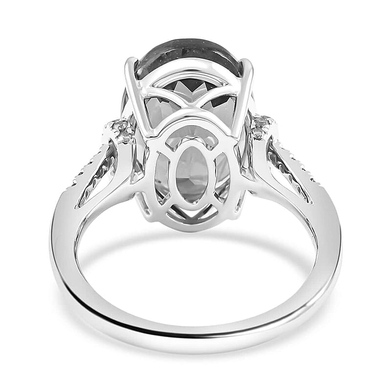 Certified and Appraised Luxoro 10K White Gold AAA London Blue Topaz and I2 Diamond Ring (Size 10.0) 7.35 ctw