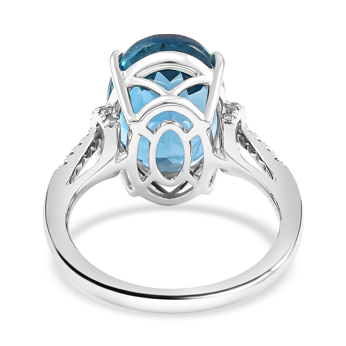 Certified and Appraised Luxoro 10K White Gold AAA London Blue Topaz and I2 Diamond Ring (Size 6.0) 7.35 ctw