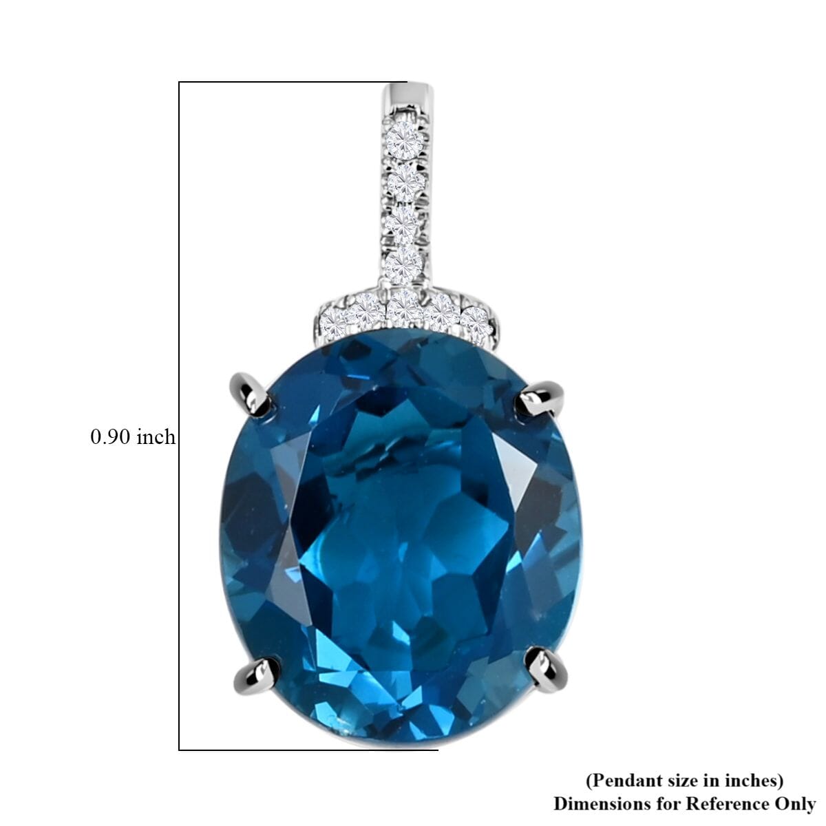 Certified and Appraised Luxoro 10K White Gold AAA London Blue Topaz and I2 Diamond Pendant 9.75 ctw image number 5