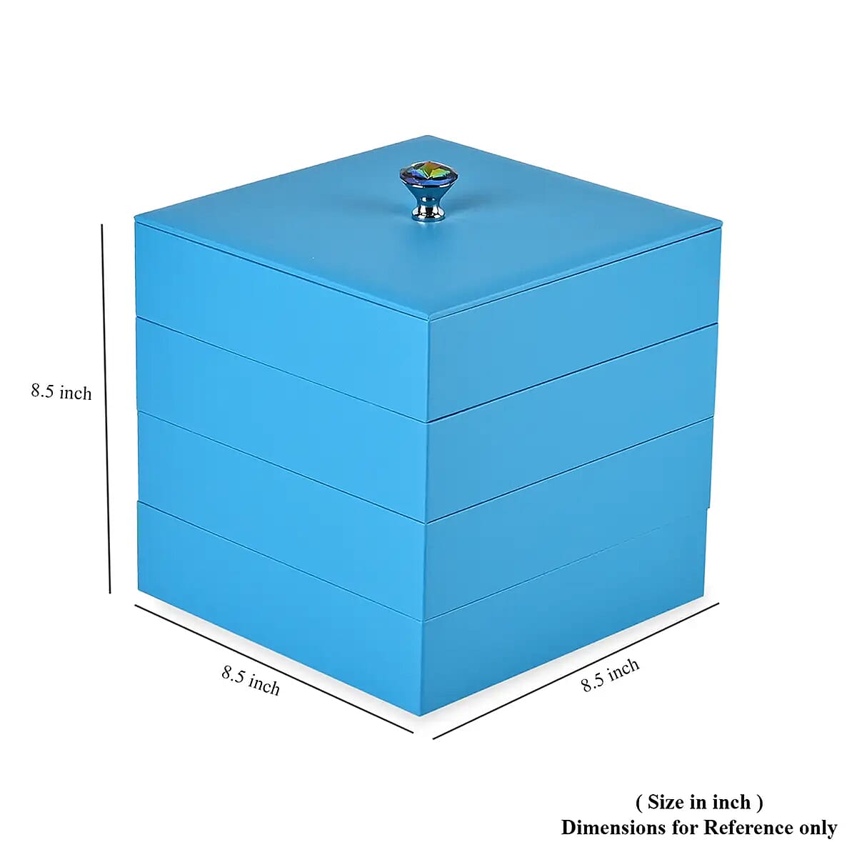 Turquoise Blue Faux Leather 4 Tier Stackable Jewelry Organizer with Mirror Lid image number 6