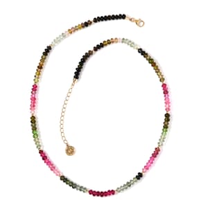 Certified & Appraised Iliana 18K Yellow Gold AAA Multi-Tourmaline Beaded Graduation Necklace 18-20 Inches 75.00 ctw